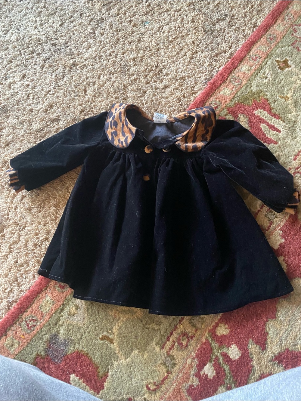 Jessica Black Velvet Jacket with Tan/Blue Animal Print Collar